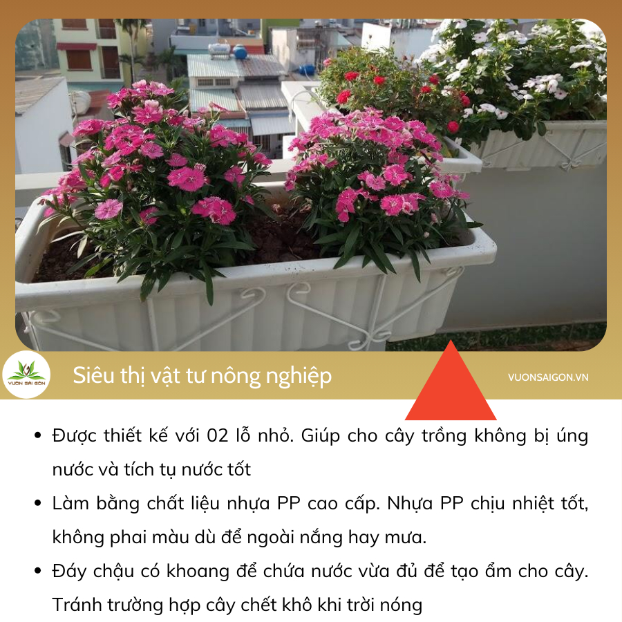 Khay trồng rau Và Khung Sắt Treo Lan Can Trồng Cây Hình Chữ Nhật 4