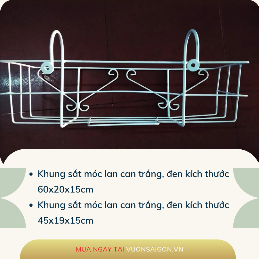 Khay trồng rau Và Khung Sắt Treo Lan Can Trồng Cây Hình Chữ Nhật 3
