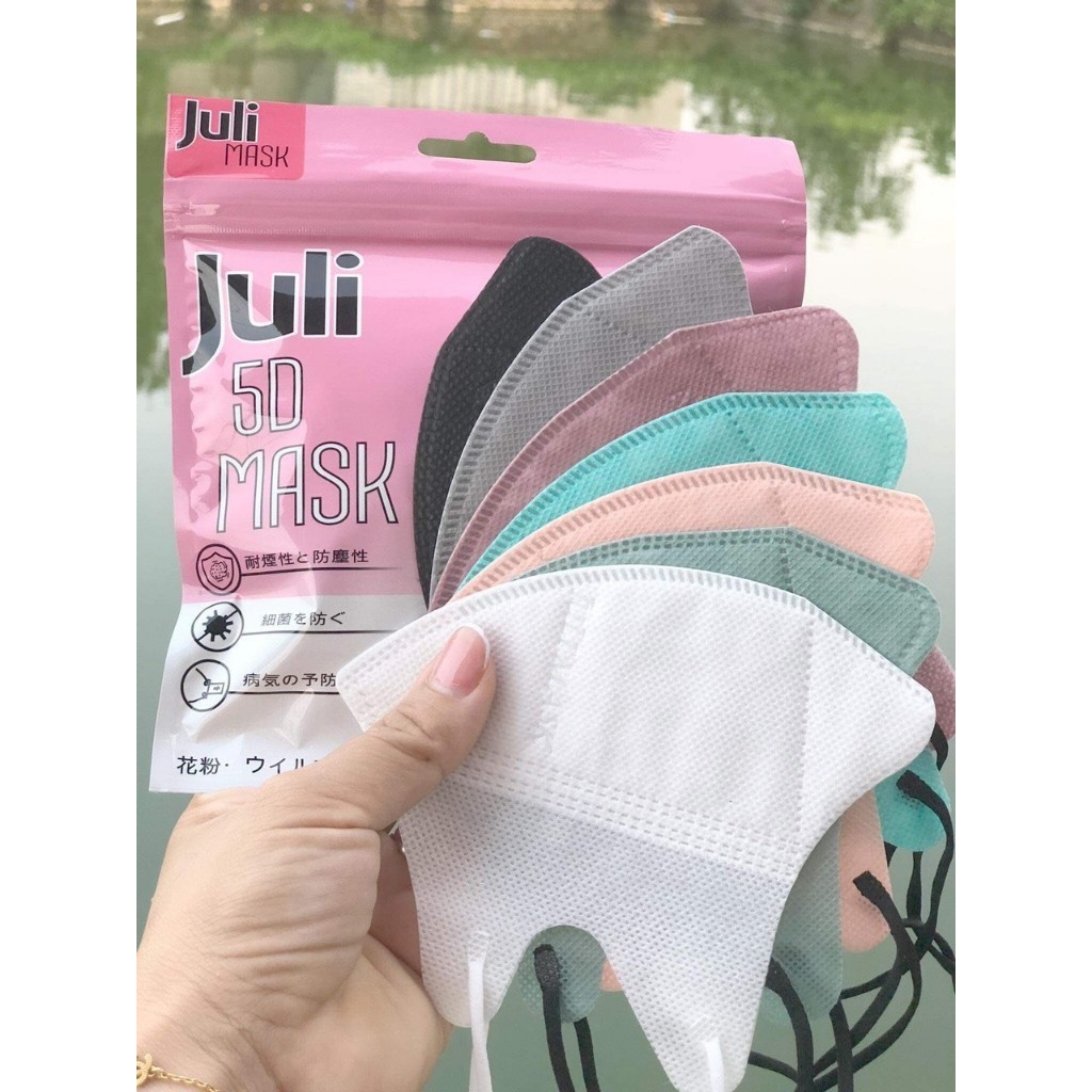 [ Freeship ] Thùng 100 chiếc khẩu trang 5D Juli 3 lớp kháng khuẩn mẫu thời trang