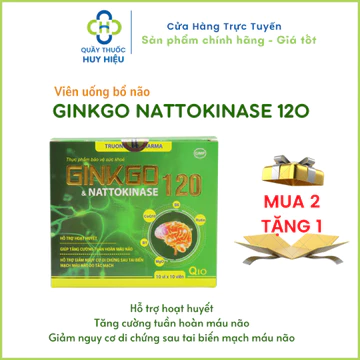 Viên uống bổ não GINKGO NATTOKINASE 120 lưu thông máu não, tăng cường trí nhớ, cải thiện giấc ngủ 01 hộp 100 viên