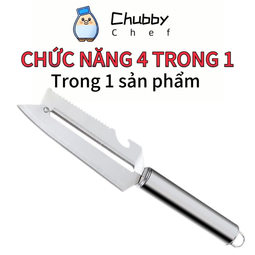 Dao bào đa năng inox 2 lưỡi Chubby Chef lưỡi dao sắc bén 22cm có quai ...