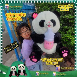 GẤU BÔNG GẤU TRÚC ÔM BÌNH SỮA MẪU MỚI SIÊU CƯNG LÔNG THỎ - thú bông đồ chơi doll toy HÀNG ĐỘC NGỌC SUSI