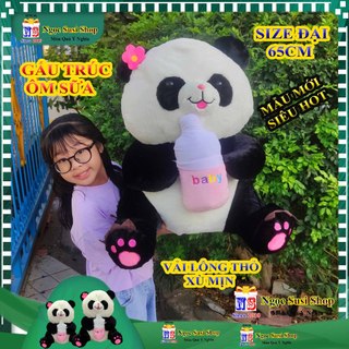 GẤU BÔNG GẤU TRÚC ÔM BÌNH SỮA MẪU MỚI SIÊU CƯNG LÔNG THỎ - thú bông đồ chơi doll toy HÀNG ĐỘC NGỌC SUSI