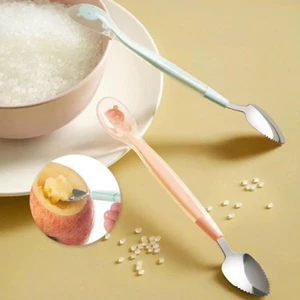 Thìa silicon 2 đầu kèm đầu nạo hoa quả có hộp CocoBear
