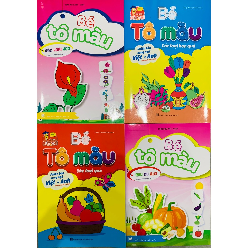 Ảnh Sách - Combo Bé tô màu Rau - củ - quả - hoa (4 quyển) + bán kèm sáp màu 2