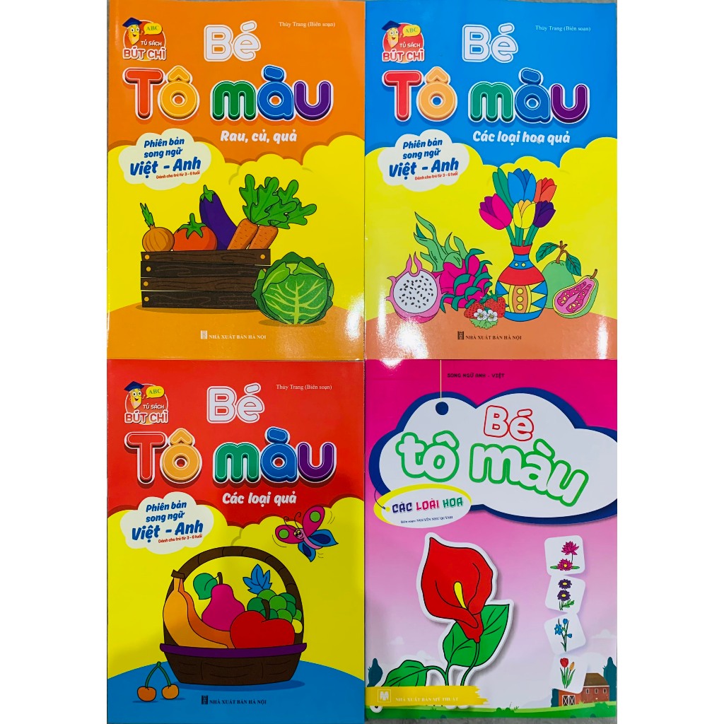 Ảnh Sách - Combo Bé tô màu Rau - củ - quả - hoa (4 quyển) + bán kèm sáp màu 1