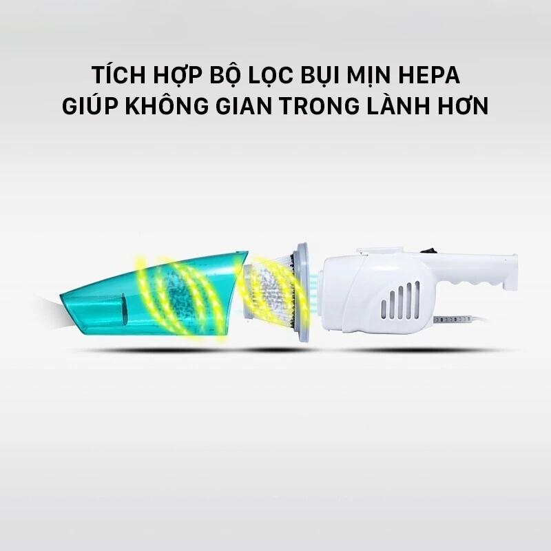 Máy hút bụi cầm tay Deerma DX118C lực hút 15000pa, công suất 600W với bộ lọc bụi mịn HEPA - Bảo hành