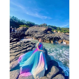 [Hàng loại 1, cao cấp] Maxi yếm nẹp ombre (du lịch biển, Hè siêu hot)
