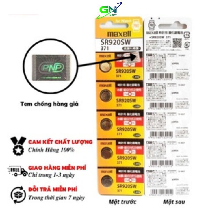 Vỉ 5 viên pin đồng hồ Maxell SR920SW / 371/ SR920 / 371RW / 370 / AG6 ...