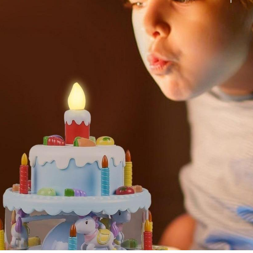 Đồ Chơi Bánh Kem Sinh Nhật 3 Tầng Có Đèn Nhạc Có Nến Có Bánh Xe Di Chuyển Nhạc Vui Nhộn - Đồ Chơi Cho Bé PUKAPI