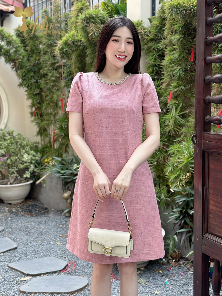 Ảnh Váy nữ đầm dự tiệc thiết kế bigsize TIFALU Zol930PINK màu hồng dễ thương 4