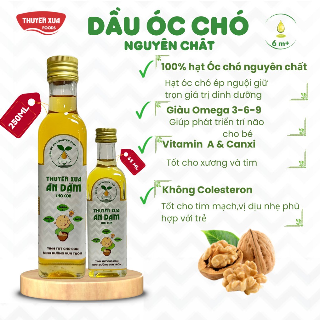 COMBO 3 chai Dầu Gấc-Mè-Óc Chó 65ml Thuyền Xưa Ăn Dặm cho bé