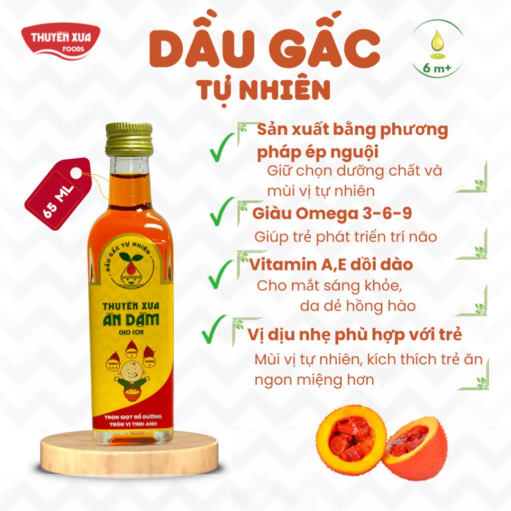 COMBO 3 chai Dầu Gấc-Mè-Óc Chó 65ml Thuyền Xưa Ăn Dặm cho bé