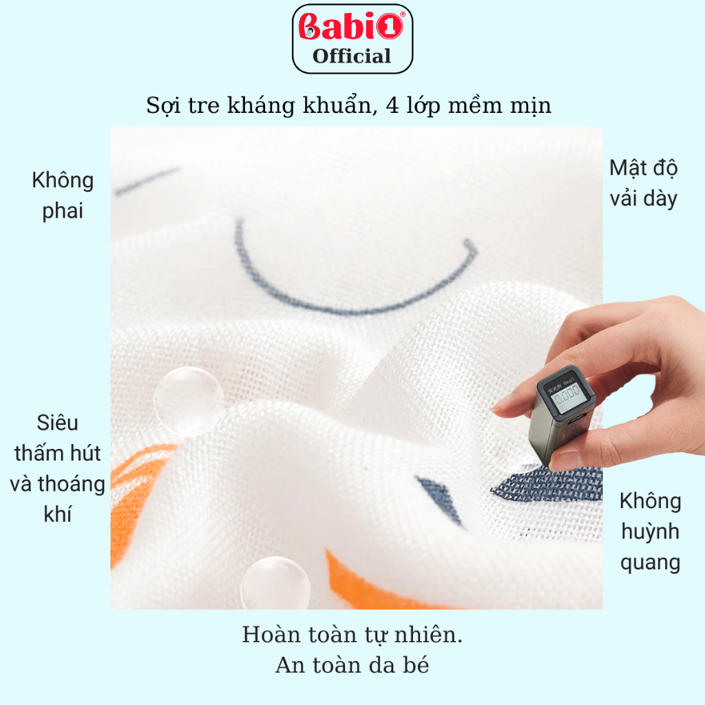 Chăn Sợi Tre Babi1 Cấu Tạo 4 Lớp Kháng Khuẩn Đa Năng Cho Bé