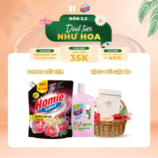 (Combo 2 món) 1 Túi Nước Giặt Xả 3,9kg + 1 Chai Nước Lau Sàn 900ml HOMIE EXPERT
