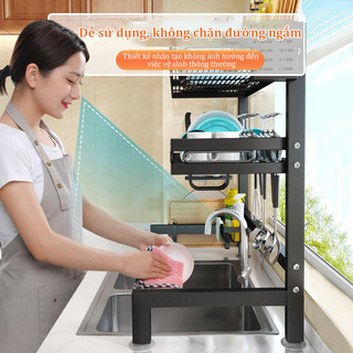 BMZAR Giá để bát đĩa thoát nước Kệ đựng bát đĩa Trên Bồn Rửa Bát Cao Cấp Đa Năng Tầng Kệ Để Chén Đĩa Trên Bồn Rửa Bát
