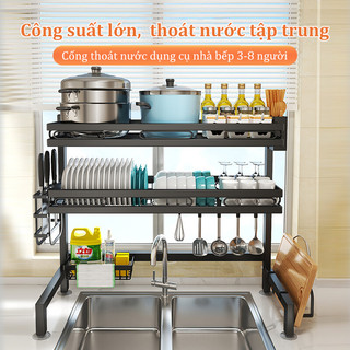 BMZAR Giá để bát đĩa thoát nước Kệ đựng bát đĩa Trên Bồn Rửa Bát Cao Cấp Đa Năng Tầng Kệ Để Chén Đĩa Trên Bồn Rửa Bát