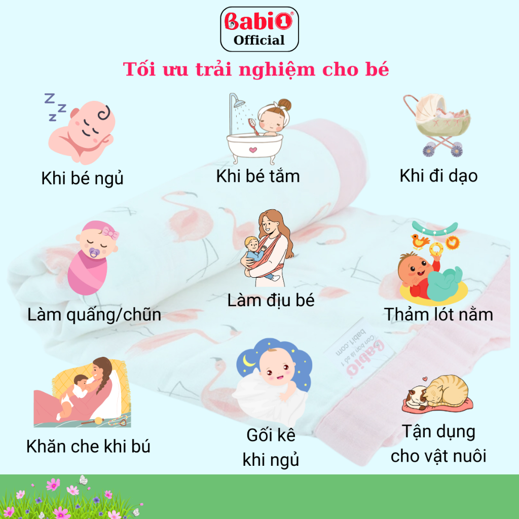 Chăn Sợi Tre Babi1 Cấu Tạo 4 Lớp Kháng Khuẩn Đa Năng Cho Bé