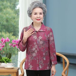 Áo sơ mi rộng mùa xuân hè cho phụ nữ lớn tuổi, áo cardigan cho phụ nữ 70 và 60 tuổi, quần áo cho bà già