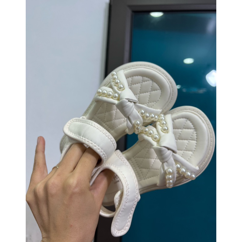 sandal bé gái dép quai hậu cho bé thắt nơ xinh xắn nhẹ êm chân chống trượt đính ngọc công chúa size đại xd 765