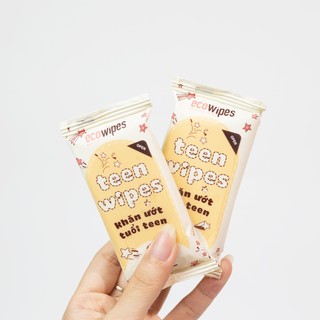Combo 02 lốc 16 gói khăn ướt mini size EcoWipes gói 8 tờ không mùi nhỏ gọn cho học sinh sinh viên