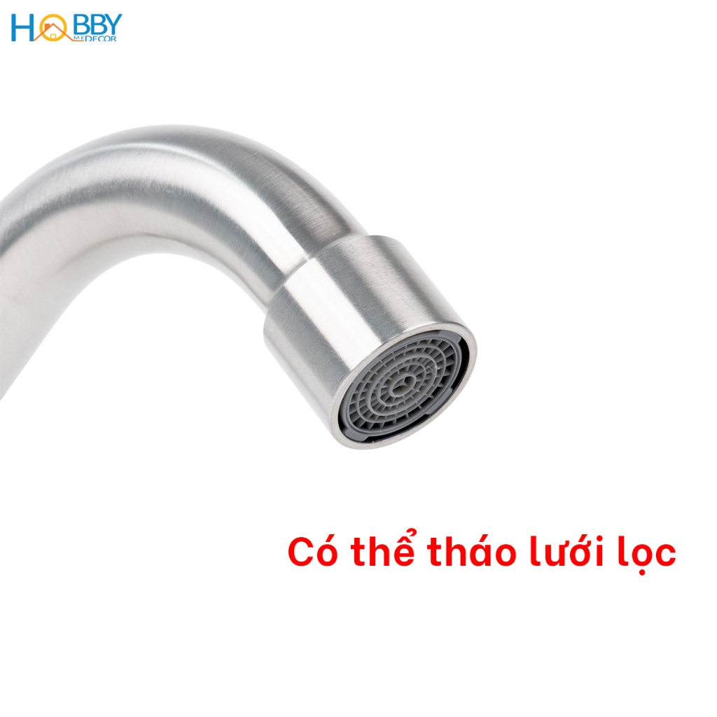 Vòi rửa chén gắn tường cấp lạnh inox 304 ren 21mm Hobby home decor VT3