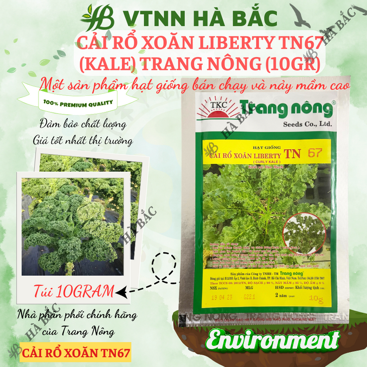 Cải Rổ Xoăn Liberty TN67 (Kale) (10gr) Trang Nông, hạt giống nảy mầm tốt, năng suất cao - Hạt giống Hà Bắc