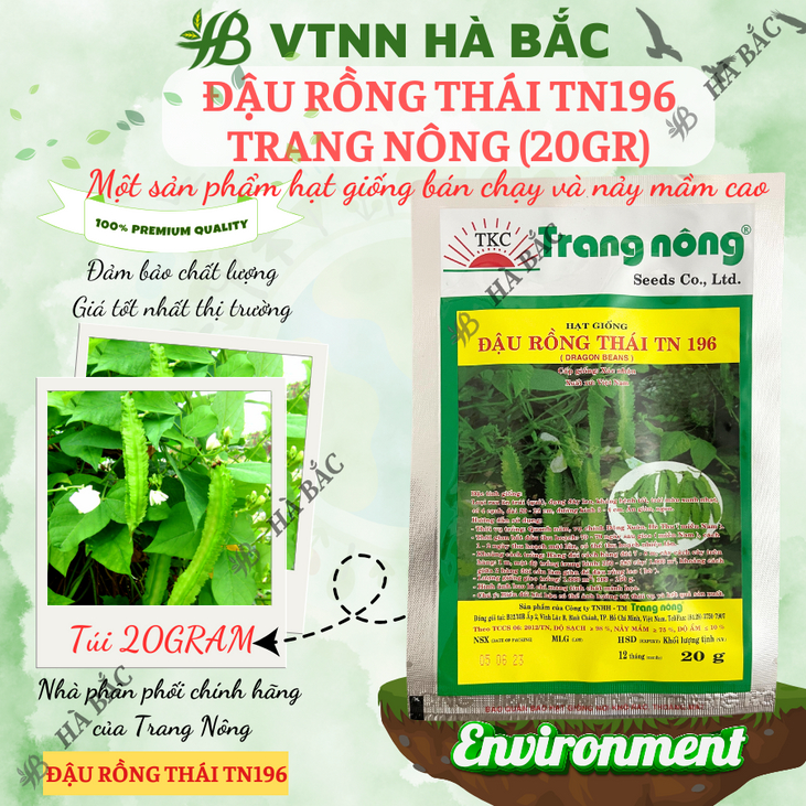 Đậu Rồng Thái TN196 (20gr) Trang Nông, Hạt Giống Nảy Mầm Tốt, Năng Suất Cao, Trông Quanh Năm - Hạt Giống Hà Bắc