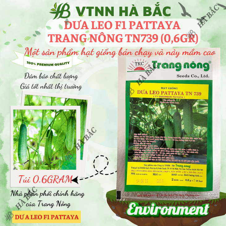 Dưa Leo F1 Pattaya TN739 (0,6gr) Trang Nông, Hạt Giống Nảy Mầm Tốt, Năng Suất Cao, Trông Quanh Năm - Hạt Giống Hà Bắc