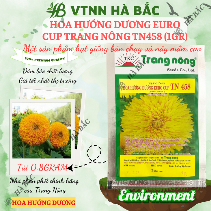 Hoa Hướng Dương Euro cup TN458 (1gr) Trang Nông, Hạt Giống Nảy Mầm Tốt, Năng Suất Cao, Trông Quanh Năm, Hạt Giống Hà Bắc