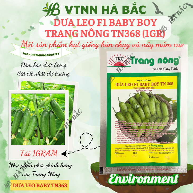 Dưa Leo F1 Baby Boy TN368 (1gr) Trang Nông, Hạt Giống Nảy Mầm Tốt, Năng Suất Cao, Trông Quanh Năm - Hạt Giống Hà Bắc