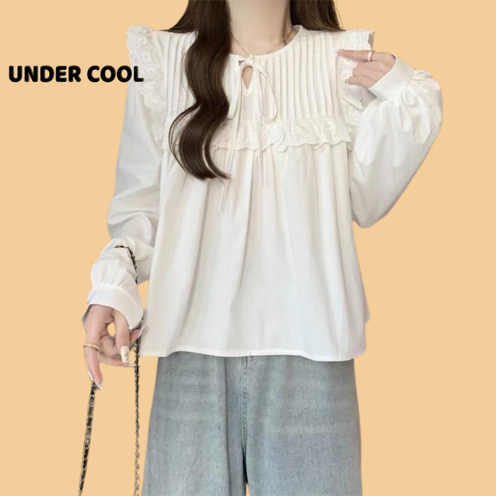 Áo Sơ Mi Babydoll Bèo Nhún UNDERCOOL Cổ Tay Bom 3 Màu ASM31