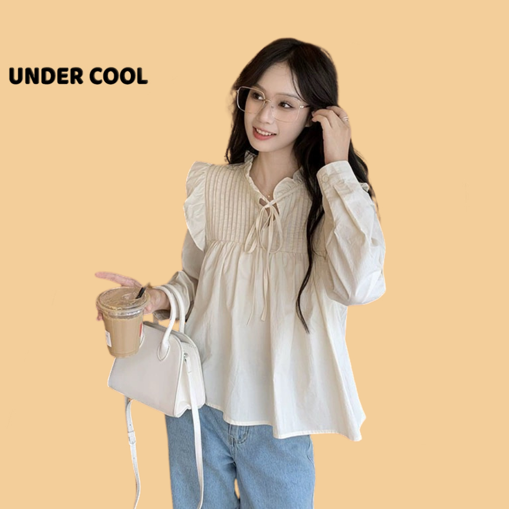 Áo Sơ Mi Babydoll Bèo Nhún UNDERCOOL Cổ Tay Bom 3 Màu ASM31