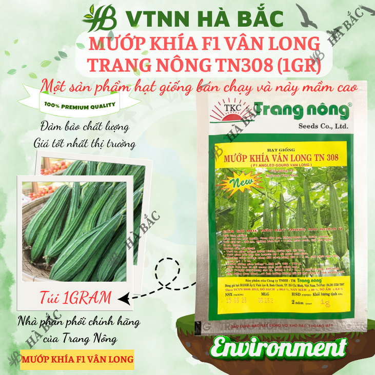 Mướp Khía F1 Vân Long TRANG NÔNG TN308 (1gr), Hạt Giống Nảy Mầm Tốt, Năng Suất Cao, Trông Quanh Năm - Hạt Giống Hà Bắc