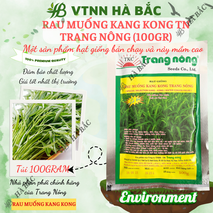 Rau Muống KANG KONG TN TRANG NÔNG (100gr), Hạt Giống Nảy Mầm Tốt, Năng Suất Cao, Trông Quanh Năm - Hạt Giống Hà Bắc