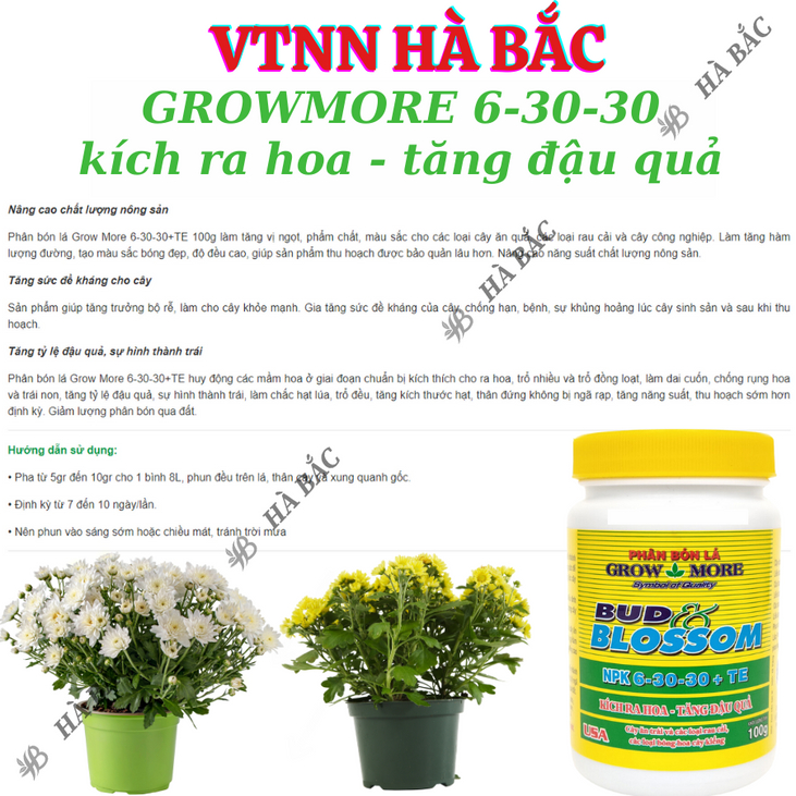 Phân bón lá Growmore (hũ 100gram) tốt cho mọi giai đoạn cây trồng, đủ các chỉ số 30-10-10; 20-20-20; 10-55-10; 6-30-30