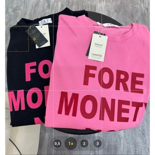 Váy Phông Suông Nữ Ngắn Tay In Chữ Hồng FORE MONEt Đầm Nữ Dáng Dài Form Thụng Freesize