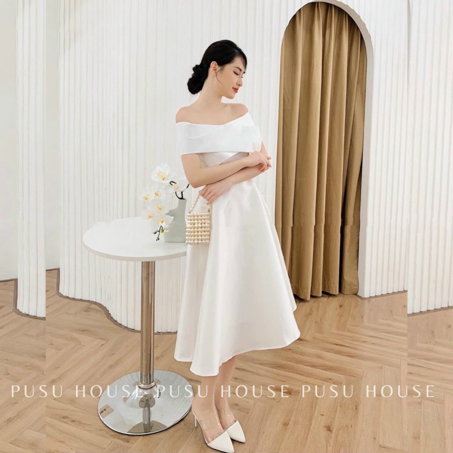 [ HÌNH CHỤP THẬT 100%] Đầm trễ vai đi tiệc tiểu thư 3 màu
