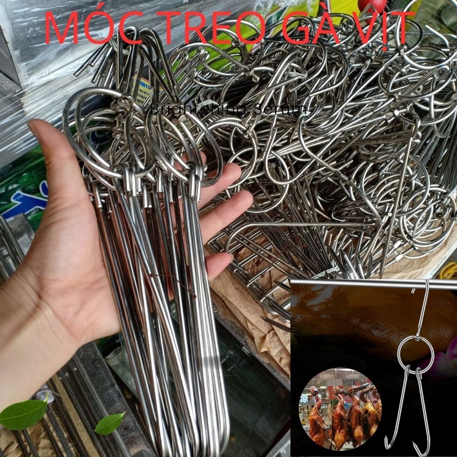 Móc treo vịt, gà, thịt inox 304 không gỉ móc treo thịt xông khói, móc ...