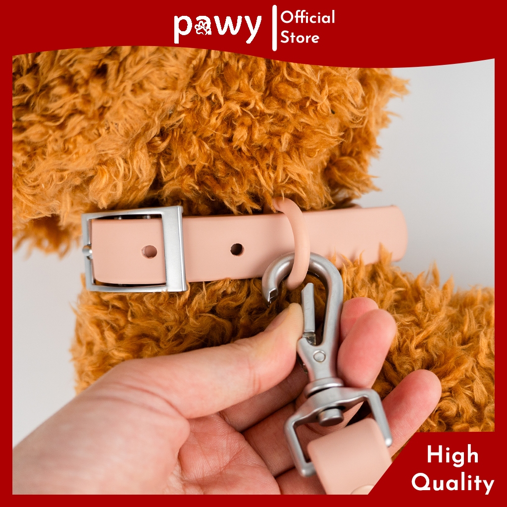 Ảnh Vòng Cổ Cho Chó Pawy - Flexiwear - Màu Hồng - PVC Waterproof Dog Collar 2