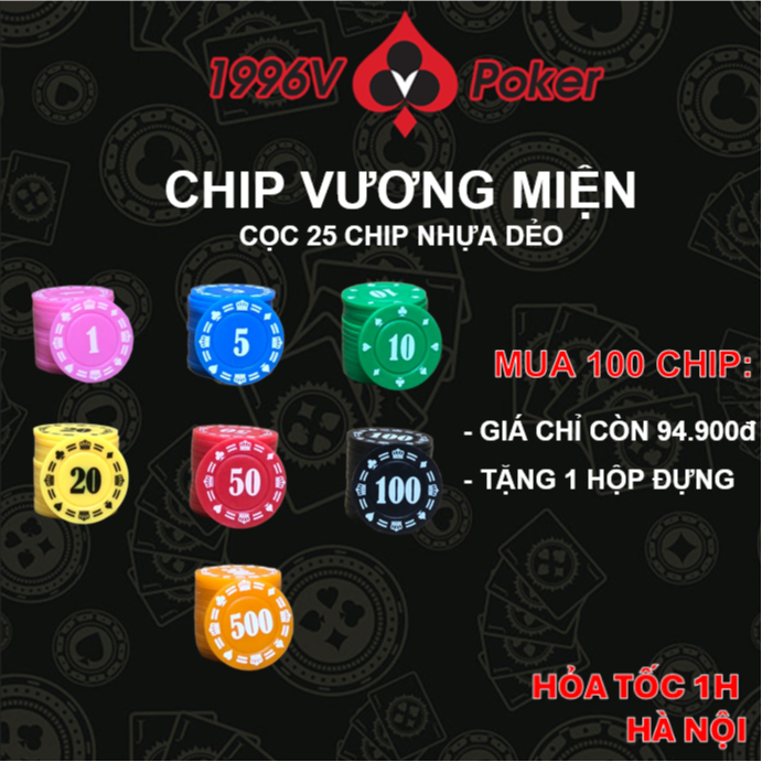 Cọc 25 chip Poker có số, phỉnh poker Vương Miện chip set pocker nhựa ...