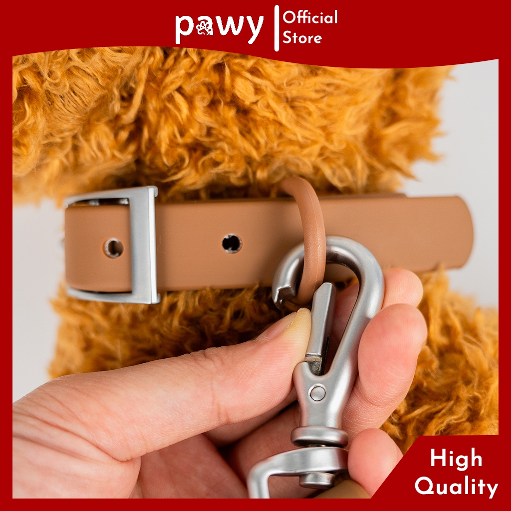 Ảnh Vòng Cổ Cho Chó Pawy - Flexiwear - Màu Nâu - PVC Waterproof Dog Collar 2