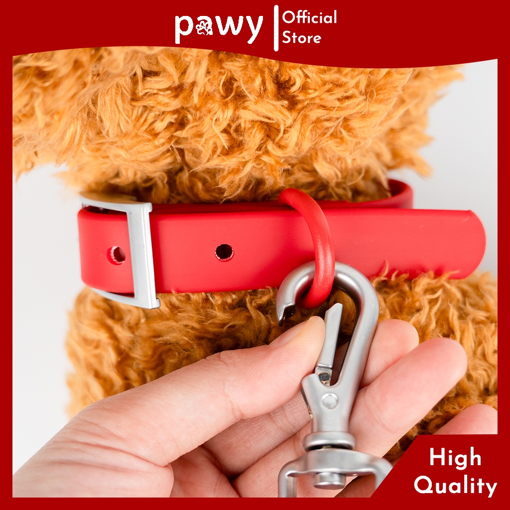 Ảnh Vòng Cổ Cho Chó Pawy - Flexiwear - Màu Đỏ - PVC Waterproof Dog Collar 2