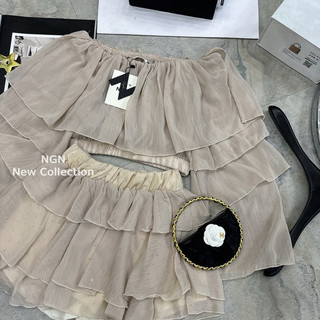 Sét áo trễ vai bling bling + chân váy (sale)