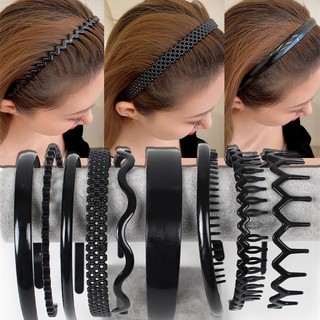Băng đô cài tóc Nam nữ Răng Cưa Bằng Nhựa Bóng Chống Trượt Màu Đen Phong Cách Hàn Cực Đẹp