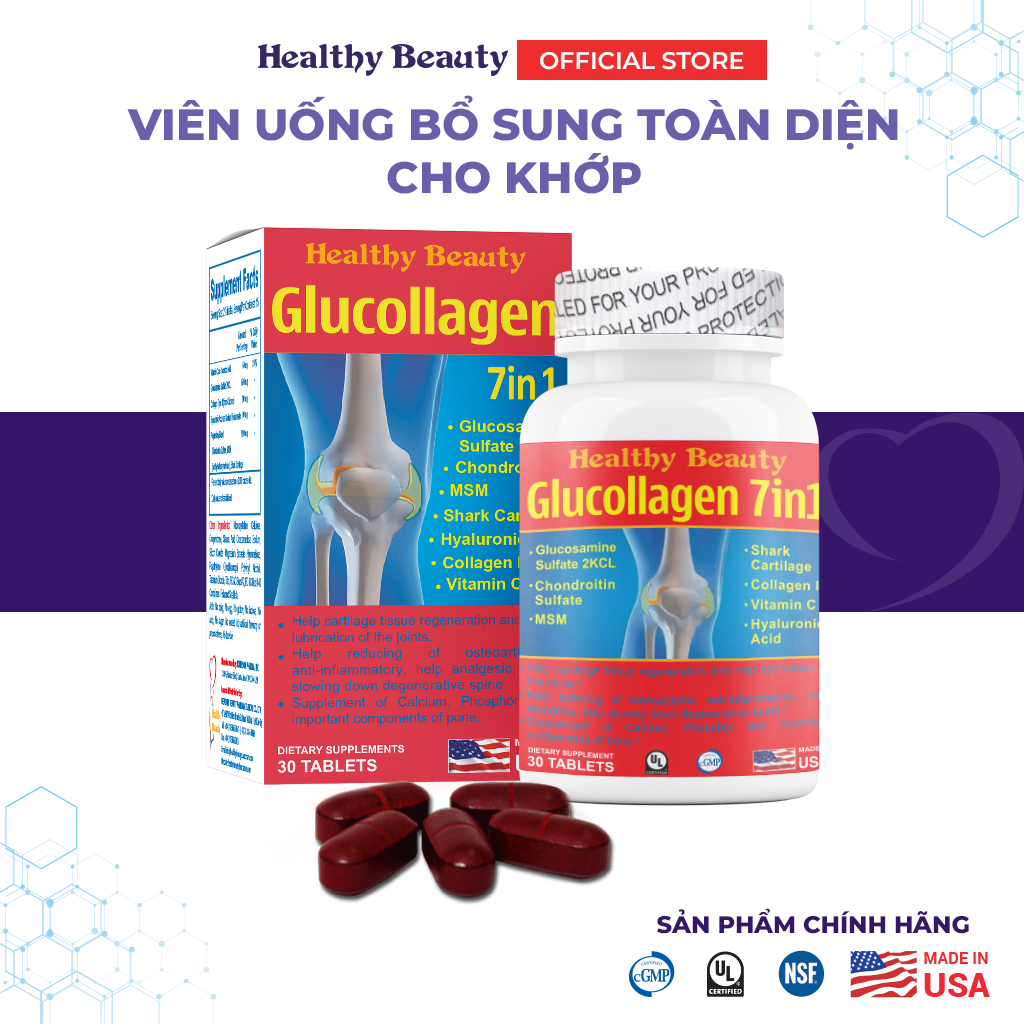 Ảnh Viên uống giúp tái tạo và nuôi dưỡng mô sụn - HB Glucollagen 7 in 1 1