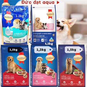 Thức ăn Hạt Smartheart 1,3kg-1,5kg dành cho chó con, chó trưởng thành chó size nhỏ, chó bâu