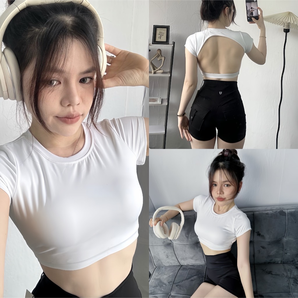 Áo Croptop Hở Lưng Thể Thao Kèm Mút A3 Tập Gym-Yoga-Aerobic⚡️ Hàng xuất khẩu ⚡️