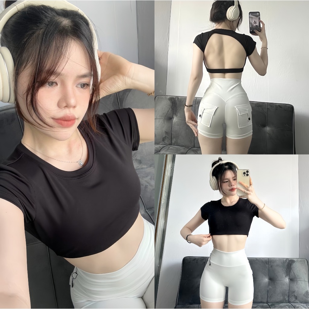 Áo Croptop Hở Lưng Thể Thao Kèm Mút A3 Tập Gym-Yoga-Aerobic⚡️ Hàng xuất khẩu ⚡️