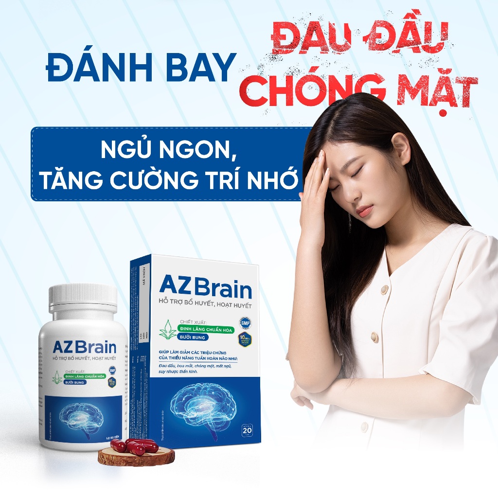 Ảnh AZBR60 - Viên uống bổ não AZBrain hoạt huyết, hết chóng mặt đau đầu, mất ngủ, tăng tuần hoàn máu(Hộp 60 viên)ZLOVE 3
